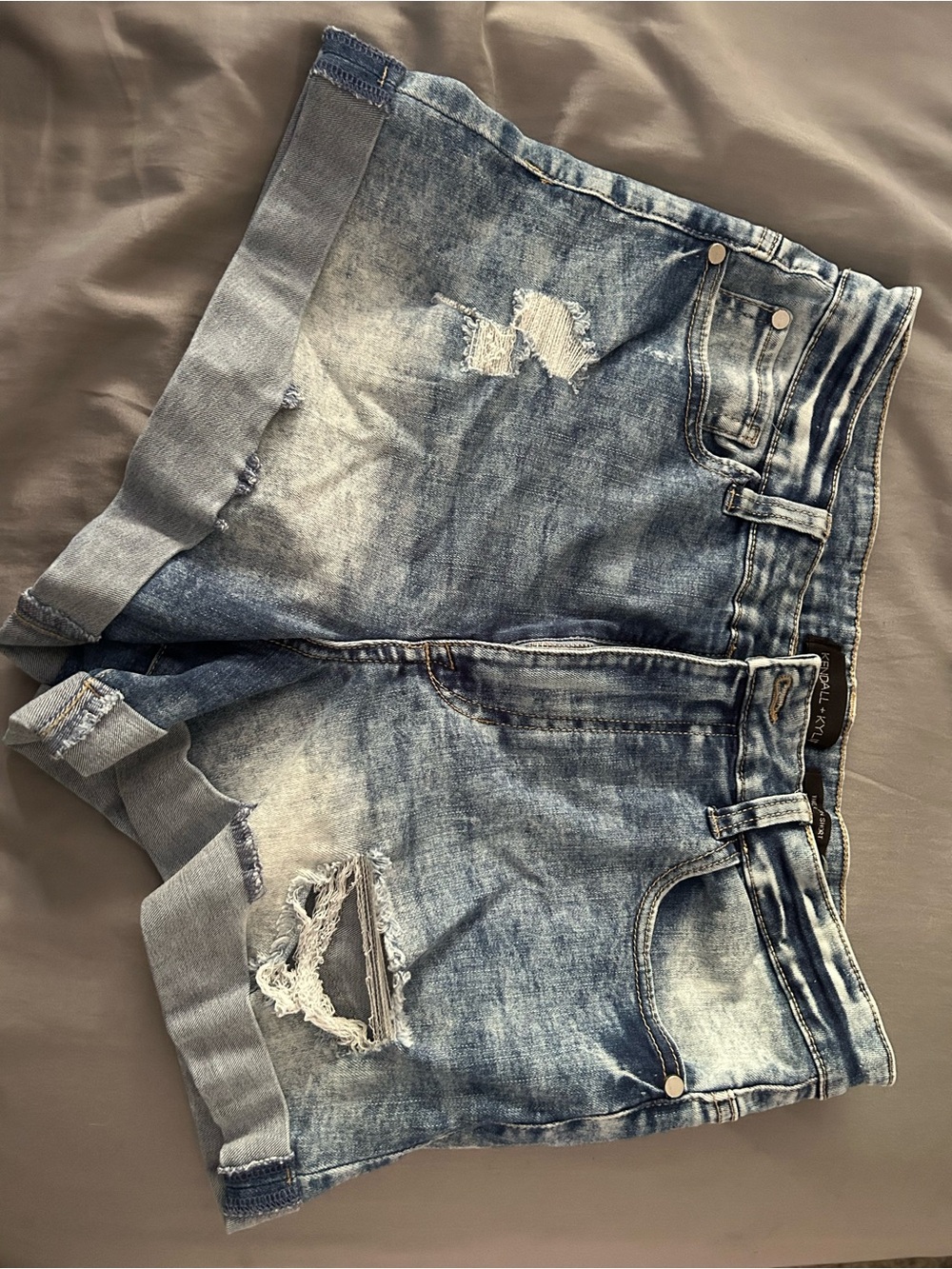 Kendall & Kylie Light Wash Distressed Denim Jean Shorts